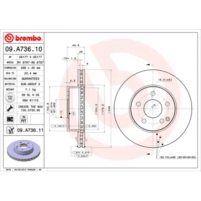 Гальмівний диск Brembo 09.A736.11