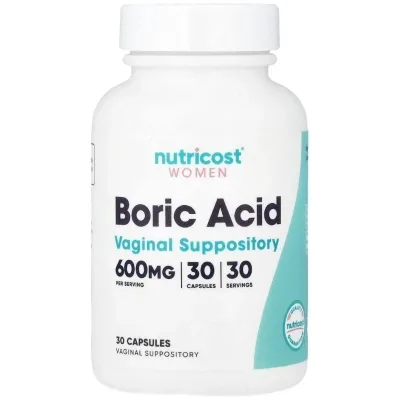 Вітамінно-мінеральний комплекс Nutricost Борна кислота для жінок, 600 мг, Women, Boric Acid, Vaginal Suppository (NCS67303)