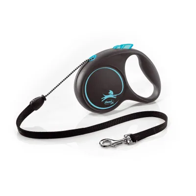 Повідець для собак Flexi Black Design М трос 5 м (блакитний) (4000498033432)