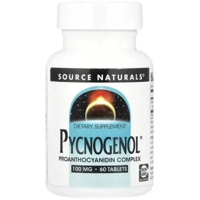 Вітамінно-мінеральний комплекс Source Naturals Пікногенол, 100 мг, Екстракт Соснової Кори, Pycnogenol, 60 табл. (SN0333)