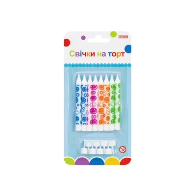 Свічка Maxi 8 шт. на торт, 8 см; 8 підставок для свічок (MX627045.F02)