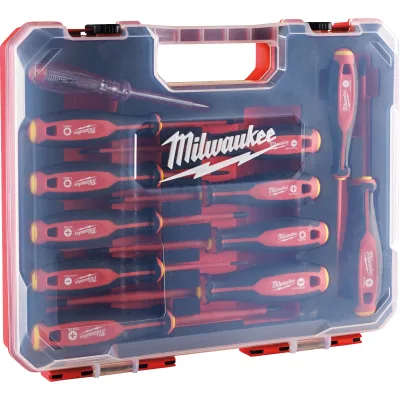 Набір викруток Milwaukee тригранних VDE SL/PH/PZ/T + тестер напруги, 12 шт (4932479095)