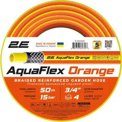 Шланг для поливу 2E AquaFlex Orange 3/4", 50м, 4 шари, 20бар, -10+60°C (2E-GHE34OE50)