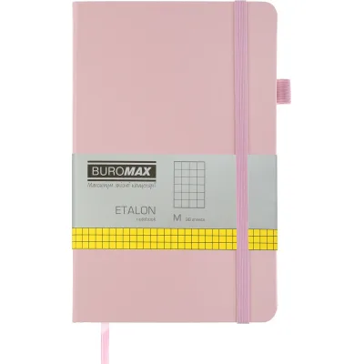Книга записна Buromax Etalon 125x195 мм 96 аркушів в клітинку обкладинка зі штучної шкіри Рожева (BM.291160-10)