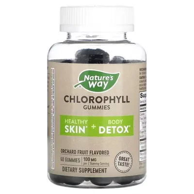 Вітамінно-мінеральний комплекс Nature's Way Хлорофіл, 100 мг, смак фруктів, Chlorophyll Gummies, 60 жувальні (NWY-14260)