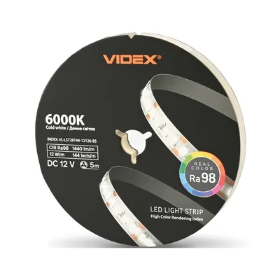 Світлодіодна стрічка Videx DC12V 60W 5M 6000K Ra98 IP20 5м (VL-LST28144-12126-B5)