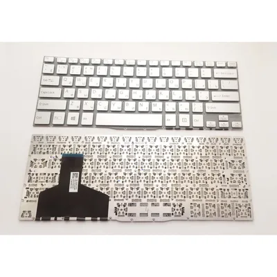 Клавіатура ноутбука Sony SVF14 (Fit 14 Series) серебро без рамки подсветка RU (A43729)