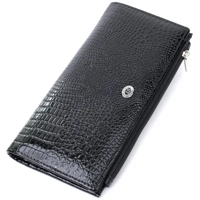 Гаманець ST Leather З натуральної шкіри Чорний (22716)