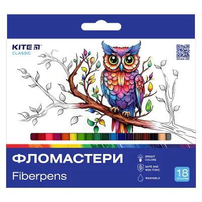 Фломастери Kite Classic 18 кольорів (K-448)