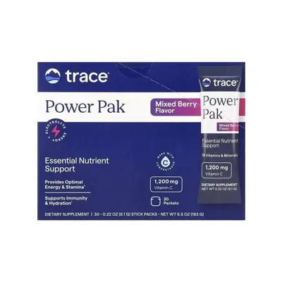 Вітамінно-мінеральний комплекс Trace Електроліти, смак ягід Power Pak, 30 пакетів по 6 гр (TMR00287)