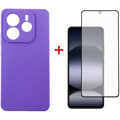 Чохол до мобільного телефона Dengos Xiaomi Redmi Note 14 4G Carbon + glass (Purple) (DG-KM-136)