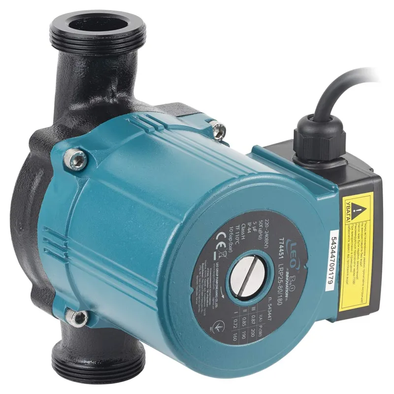 Насос циркуляційний 200Вт Hmax 8м Qmax 120л/хв Ø1½" 180мм+гайки Ø1" LEO 3.0 LRP25-80/180 (774451)