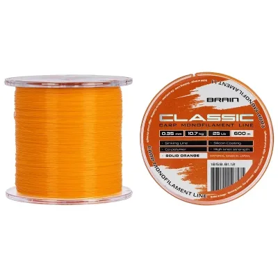 Волосінь Brain Classic Carp Line (solid orange) 600m 0.35mm 25lb 10.7kg (1858.81.12)