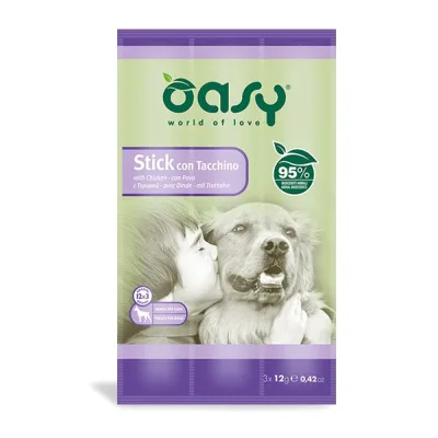 Ласощі для собак OASY Stick м’ясні палички з індичкою 36 г (8054329510261)