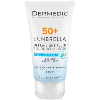Засіб від засмаги Dermedic Sunbrella Ультралегкий захисний флюїд SPF 50+ Для сухої та нормальної шкіри 40 мл (5901643177546)