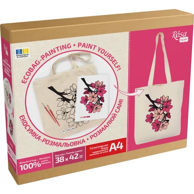 Набір для творчості Rosa Talent екосумка-розмальовка, Flowers, 38х42 см (4823098544623)
