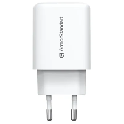 Зарядний пристрій Armorstandart 1xUSB-C + 1xUSB 25W GaN white (ARM89532)
