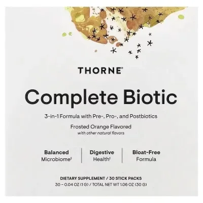 Вітамінно-мінеральний комплекс Thorne Повний біотичний пробіотичний комплекс, апельсиновий смак, 30 сек (THR01535)