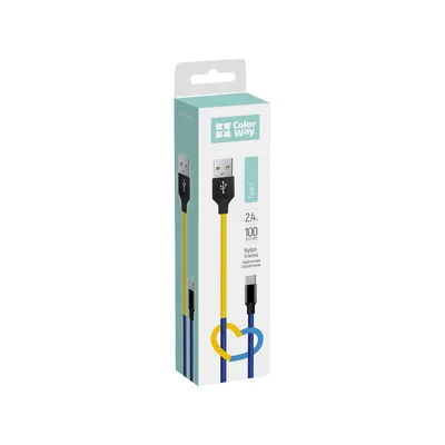 Дата кабель USB 2.0 AM to USB-C 1.0m National ColorWay (CW-CBUC052-BLY)