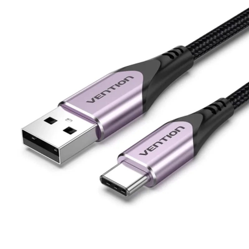 Дата кабель USB 2.0 AM to USB-C 1.5m 3A 18W PVC black Vention (CTHBG)