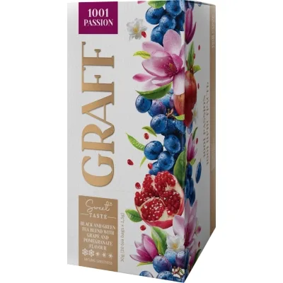 Чай Graff 1001 Passion з ароматом винограду та гранату 20х1.5 г (4820279612522)
