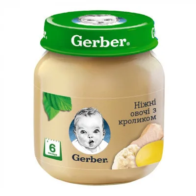 Дитяче пюре Gerber Кролик Ніжні овочі 130 г (7613036011259)