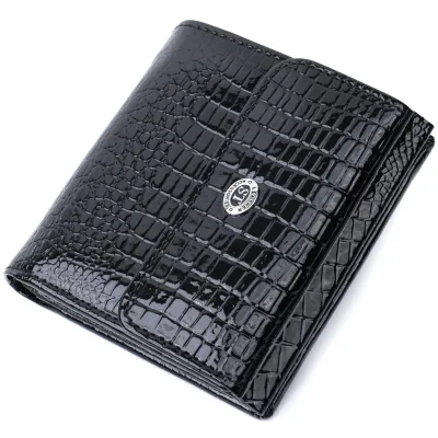 Гаманець ST Leather З натуральної шкіри Чорний (22706)