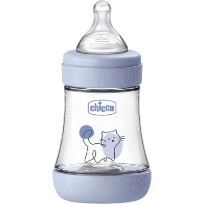 Пляшечка для годування Chicco Perfect 5 із силіконовою соскою 0+ місяців 150 мл Блакитна (20211.22.40)