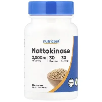 Вітамінно-мінеральний комплекс Nutricost Наттокіназа, 100 мг, Наттокіназа, 30 капсул (NCS57428)