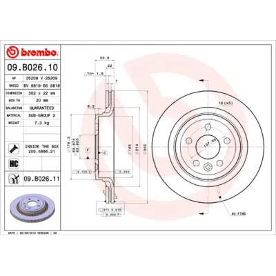 Гальмівний диск Brembo 09.B026.11