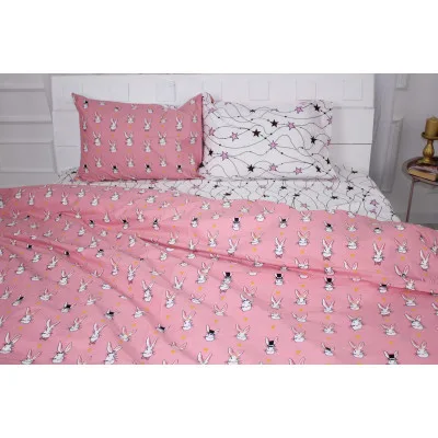 Постільна білизна MirSon Бязь Ranforce Elite 17-0528 Bunnies pink Односпальний (2200004665351)