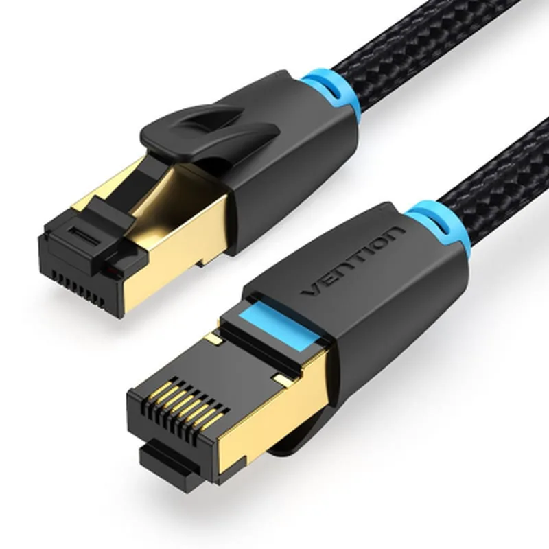 Патч-корд 5м, S/FTP cat 8 RJ-45 black Vention (IKABJ)
