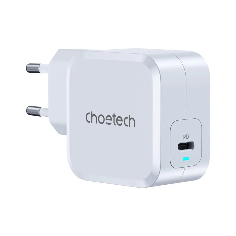 Зарядний пристрій Choetech USB-C PD45W QC3.0/PPS GaN (PD8007-EU-WH)