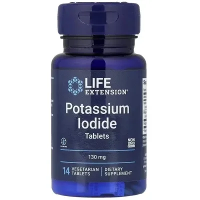 Вітамінно-мінеральний комплекс Life Extension Калію йодид, 130 мг, Potassium Iodide, 14 вегетаріанських таблеток (LEX-57714)