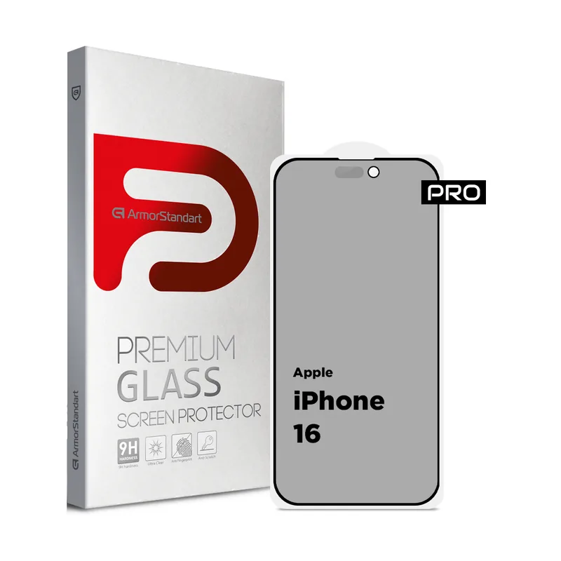 Скло захисне Armorstandart Pro Anti-spy Matte Apple iPhone 16 Black (ARM79397)