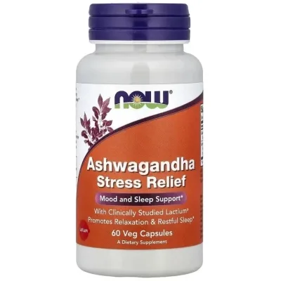 Вітамінно-мінеральний комплекс Now Foods Ашваганда, Ashwagandha Stress Relief, 60 вегетаріанських капсул (NF2375)