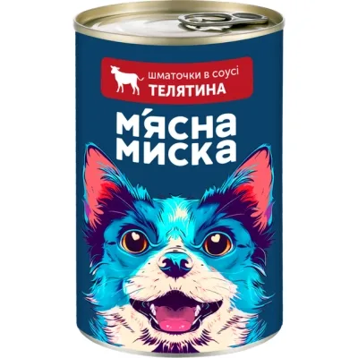 Консерви для собак М'ясна Миска шматочки в соусі з куркою 415 г (4820255192222)