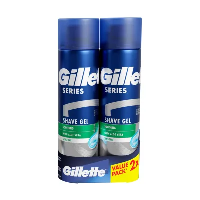 Гель для гоління Gillette Series Soothing для чутливої шкіри з алое вера 200 мл + 200 мл (8700216591850)