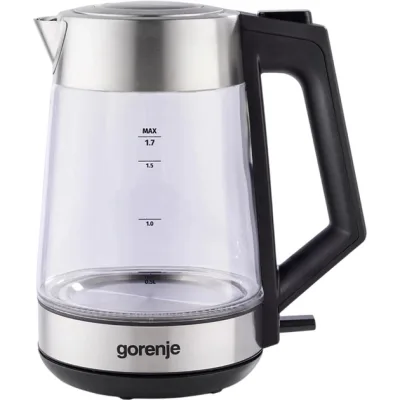 Електрочайник Gorenje 1.7л, 2,200 Вт, strix контроль, скло, нерж (K17OGS)