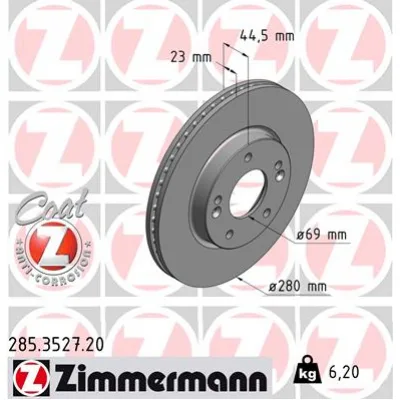 Гальмівний диск ZIMMERMANN 285.3527.20