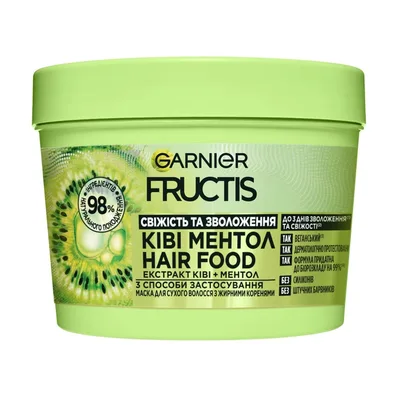 Маска для волосся Garnier Fructis Hair Food Mask Ківі Ментол 400 мл (3600542659611)