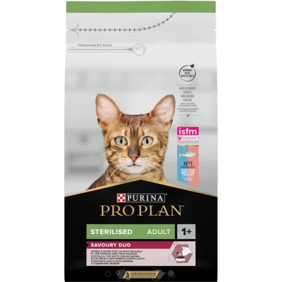 Сухий корм для кішок Purina Pro Plan Sterilised Adult 1+ Savoury Duo Після стерилізації З тріскою та фореллю 1.5 кг (7613036732413)
