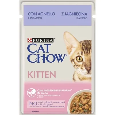 Вологий корм для кішок Purina Cat Chow З Ягням та Цукіні в желе 85 г (8445290426536)