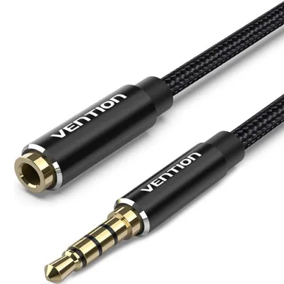 Кабель мультимедійний 3.5mm M to 3.5mm F 1.0m black Vention (BHBBF)