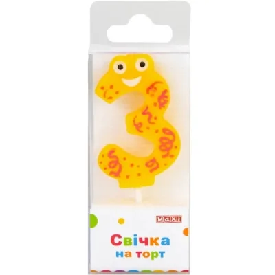 Свічка Maxi "3" 4,5 см, на торт (MX622053-3)