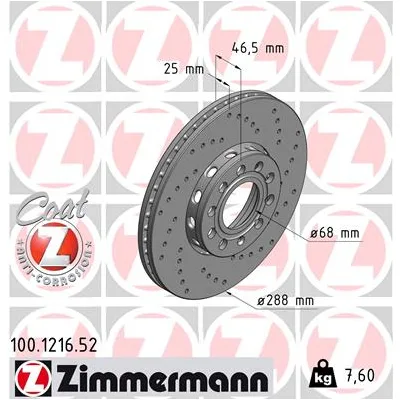 Гальмівний диск ZIMMERMANN 100.1216.52