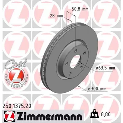 Гальмівний диск ZIMMERMANN 250.1375.20