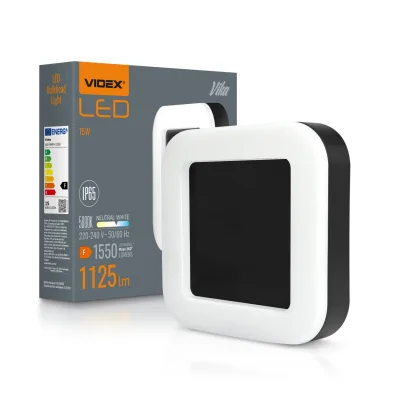Світильник Videx LED світильник ART IP65 квадратний VIDEX VLE-BHFS-155B 15W 5000K Black (VLE-BHFS-155B)