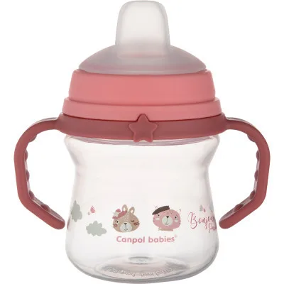 Поїльник-непроливайка Canpol babies Bonjour Paris з силіконовим носиком FirstCup 150 мл Рожева (56/612_pin)