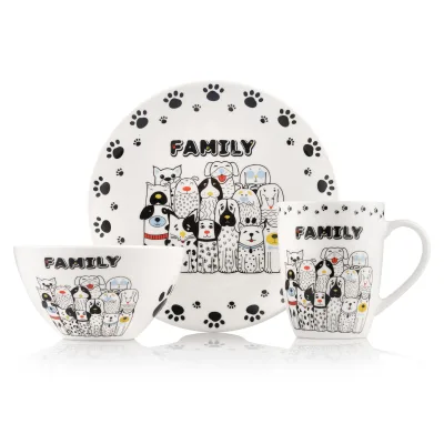 Комплект посуду Ardesto Family, 3 предмети, порцеляна (AR3457DS)